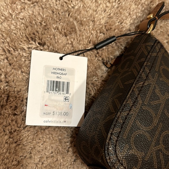 NWT Calvin Klein, shoulder bag, handbag purse, mother’s flowers roses, brown - Picture 12 of 15